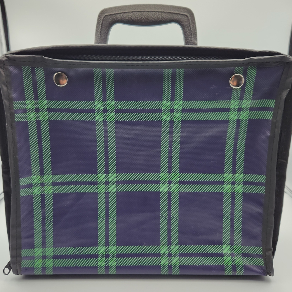 Vintage 70s Styleton American Inc. Men's Navy and Green Carry Fold - A - Bag